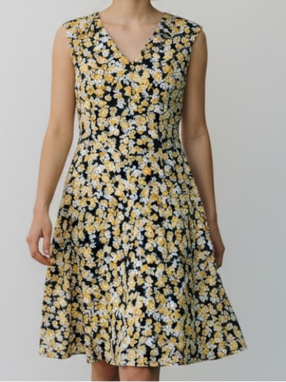 NorthStyle Navy Dress with Yellow and White Floral Print
